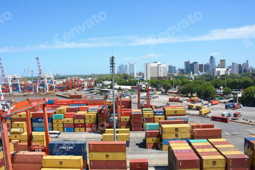 Preview: Buenos Aires, Argentina - December, 12: Pile Of Containers And Industrial Cargoes At The Port Of