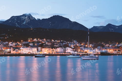 Preview: View Of The City Of Ushuaia At The Night. Tierra Del Fuego, Argentina.