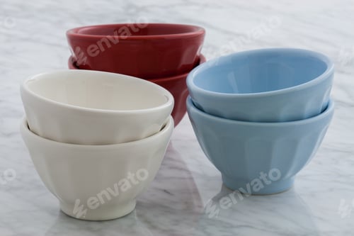 Preview: Gorgeous Cafe Au Lait Bowls On Top Of Carrara Marble Countertop