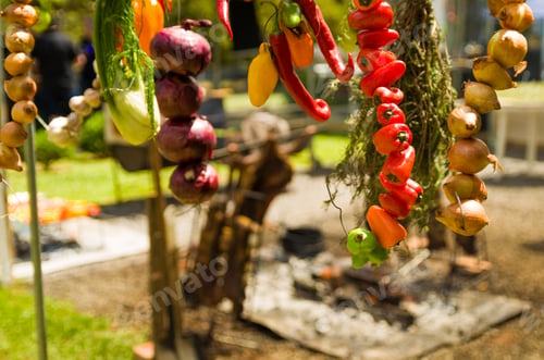 Preview: Meat And Vegetable Exhibition On A Barbecue Known As Parrilla. Typical Barbecue From The South Of