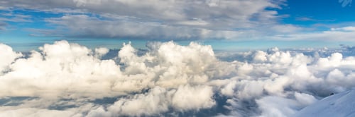 Preview: Blue Sky Background With Tiny Clouds In Panoramic View. Mount Blanc. France.