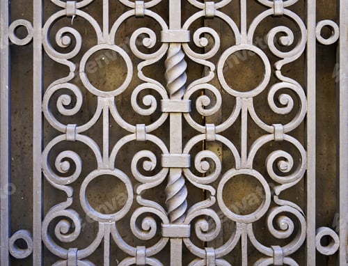 Preview: Ornate Metalwork Design with Swirls and Circles