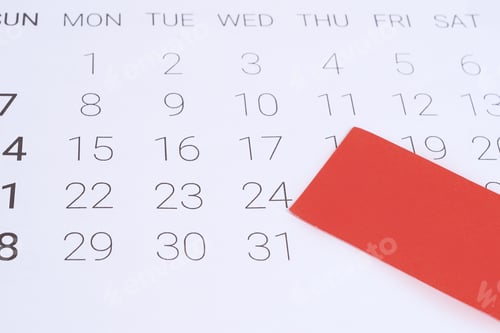 Preview: Close Up View Of Calendar With Empty Note