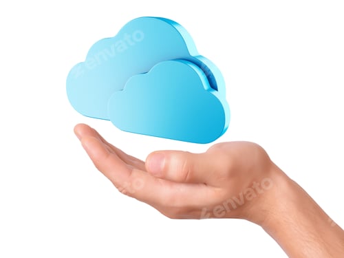 Preview: Hand Hold Cloud Computing Symbol On White Background