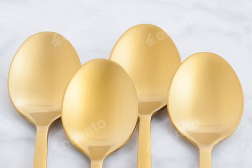 Preview: Golden Spoon Set Styled On Antique Carrara Marble