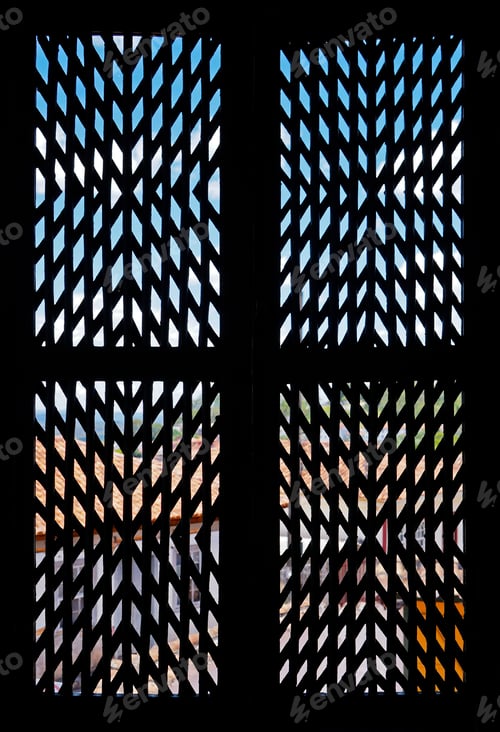 Preview: Colonial Window With Wooden Truss In Historical City Of Diamantina, Brazil