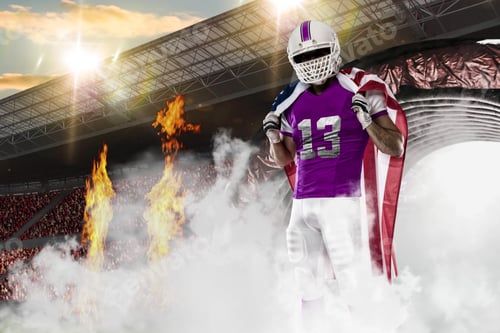 Preview: Football Player With A Pink Uniform Coming Out Of A Stadium Tunnel.