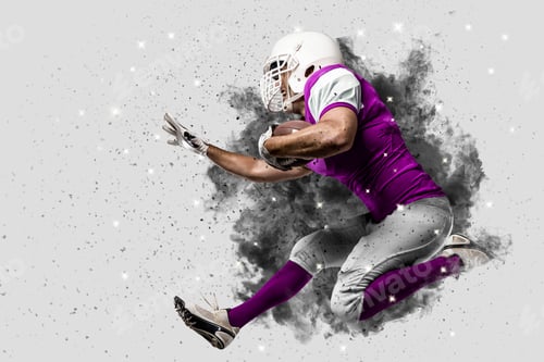Preview: Football Player With A Pink Uniform Coming Out Of A Blast Of Smoke Running.