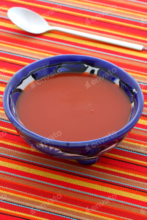 Preview: Artisan Mexican Hot Salsa On Vintage Talavera Bowl, With A Delicious Fresh Hot Flavor, Perfect For