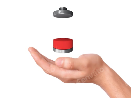 Preview: Hand Hold Battery Icon With A Low Charge On White Background