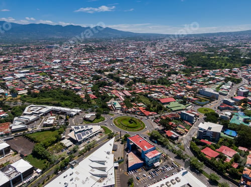 Preview: Beautiful Aerial View Of The Flag Of Costa Rica Roundabout