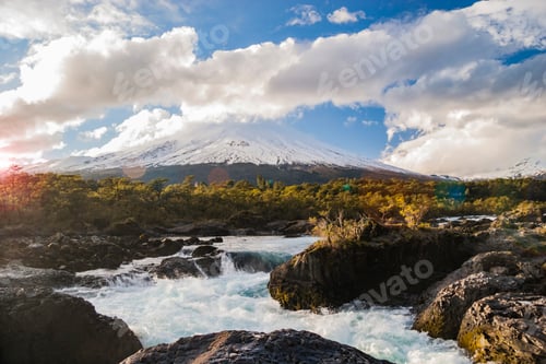 Preview: Petrohue River With Volcano Osorno Background, Chile South America