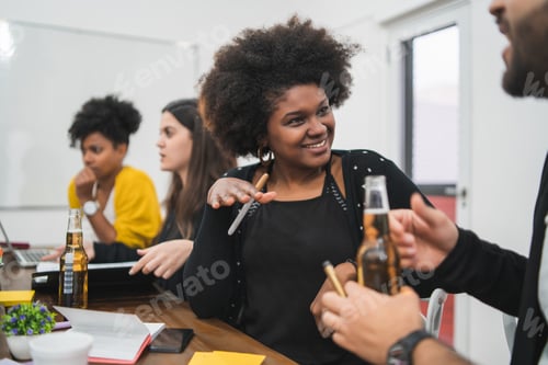 Preview: Confident Afro American Business Woman Talking With A Partner In The Office. Business Concept.