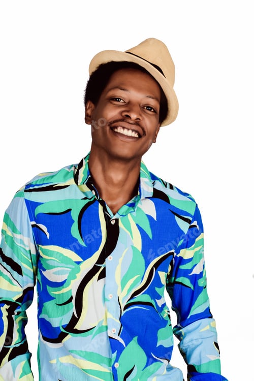 Preview: Portrait Of Afro American Man Looking At Camera On Studio.