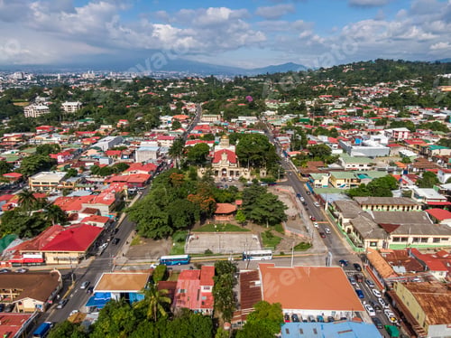 Preview: Beautiful Aerial View Of The Church And Park Of Escazu