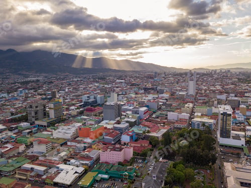 Preview: Beautiful Aerial View Of A Sunset In The City Of San Jose Costa Rica