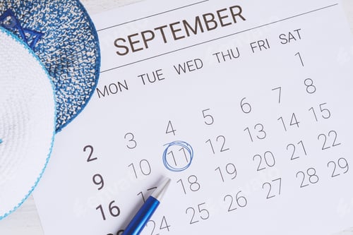 Preview: Calendar With Kippah. Calendar With Date September 10 And 11. Rosh Hashana, Jewish New Year Concept.