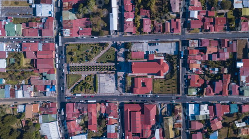 Preview: Aerial View Of The Church And Park Of Zarcero, In Costa Rica