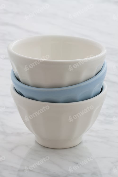 Preview: Gorgeous Cafe Au Lait Bowls On Top Of Carrara Marble Countertop