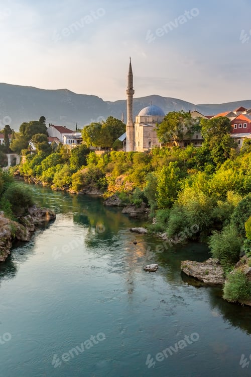 Preview: Mostar, Bosnia And Herzegovina. View Of The City And The Old Bridge.