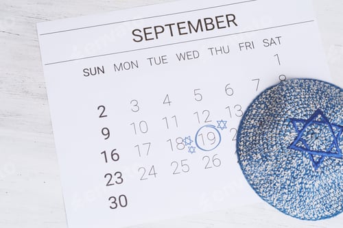 Preview: Calendar With Kippah. Yom Kippur Concept.