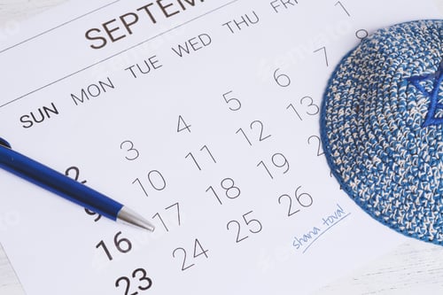 Preview: Calendar With Kippah. Calendar With Date September 10 And 11. Rosh Hashana, Jewish New Year Concept.