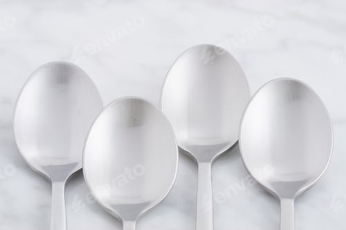 Preview: Silver Spoon Set Styled On Antique Carrara Marble