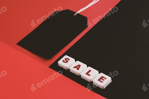 Preview: Sale Sign With Tag on Red and Black