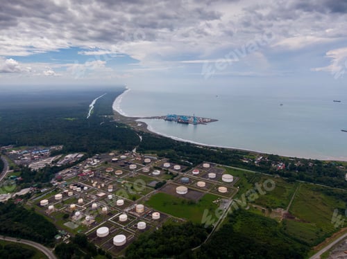 Preview: Beautiful Aerial View Of Limon Downtown And Its Pier Bay Of Moin, Apm And Limon In Costa Rica