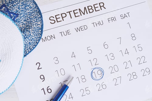 Preview: Calendar With Kippah. Yom Kippur Concept.