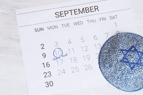 Preview: Calendar With Kippah. Calendar With Date September 10, 2018. Rosh Hashana, Jewish New Year Concept.