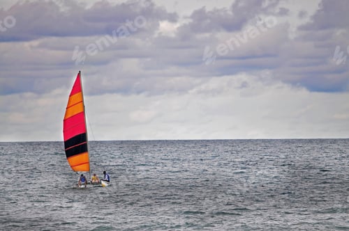Preview: People Sailing In A Small Boat Off The Coast Of Panama