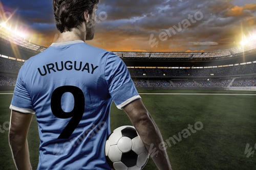 Preview: Uruguayan Soccer Player, Celebrating On A Stadium.