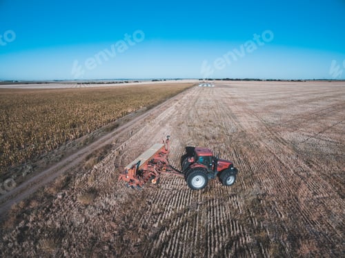 Preview: Tractor And Seeder, Direct Sowing In The Pampa, Argentina