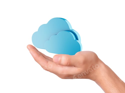 Preview: Hand Hold Cloud Computing Symbol On White Background