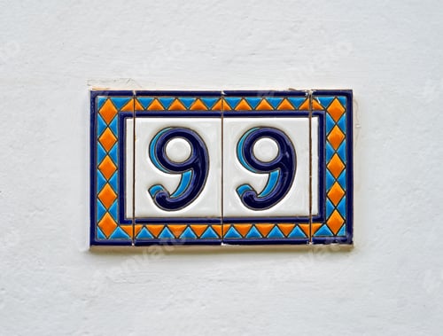 Preview: Street Sign Number 99 On A White Wall