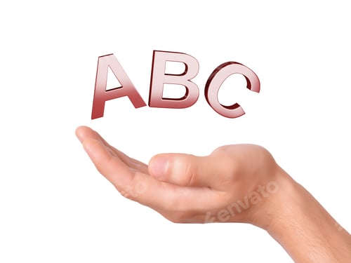 Preview: Hand Holding Letters Abc Symbol On White Background