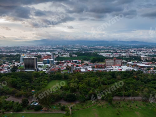Preview: Beautiful Aerial View Of The Sabana Park In Costa Rica At Sunset.