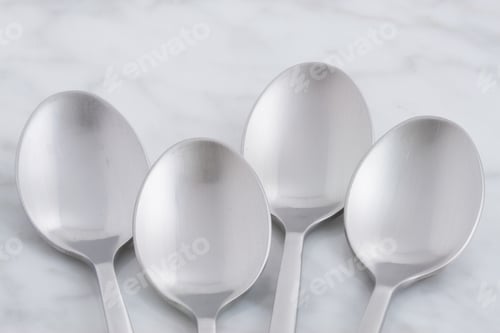 Preview: Silver Spoon Set Styled On Antique Carrara Marble
