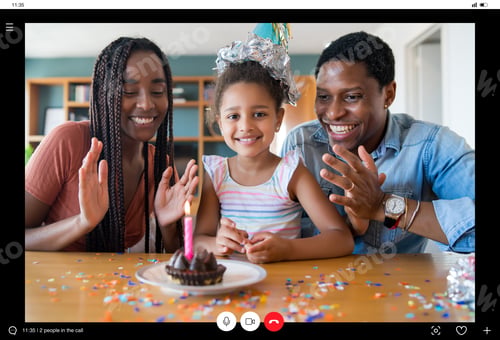 Preview: Family Celebrating Birthday On A Video Call.