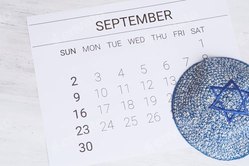 Preview: Calendar With Kippah. Yom Kippur Concept.