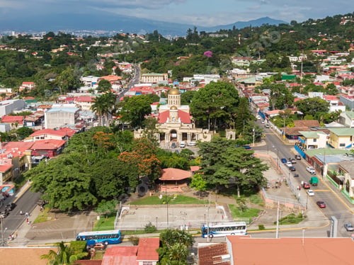 Preview: Beautiful Aerial View Of The Church And Park Of Escazu
