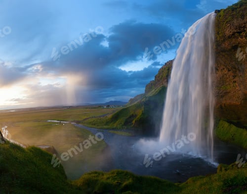 Preview: Seljalandsfoss Waterfall During The Sunset, Iceland