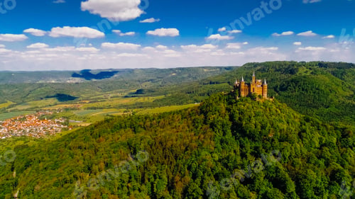 Preview: Aerial View Of Famous Hohenzollern Castle, Germany. Photo Taken With Drone