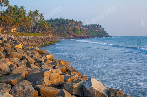 Preview: Beautiful Sea And Palms Around Varkala Beach, Kerala, India