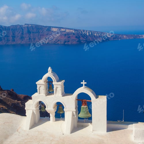 Preview: Beautiful View Of Famous Romantic White Town In Santorini Island, Greece