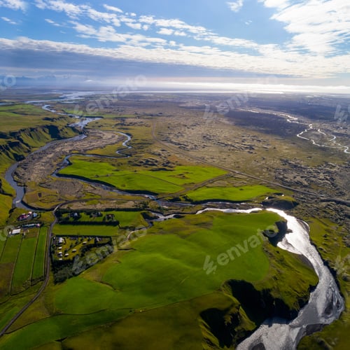Preview: Landscape Of Iceland With Rivers And Beautiful Hills