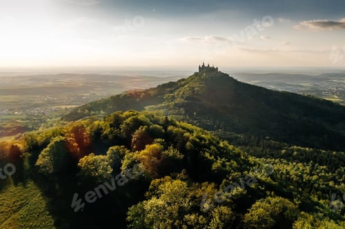 Preview: Aerial View Of Famous Hohenzollern Castle, Germany. Photo Taken With Drone