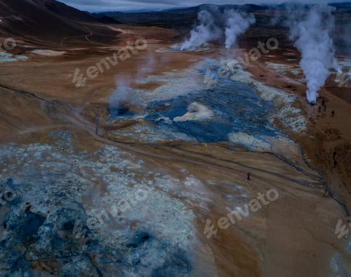 Preview: Icelandic Aerial Photography Captured By Drone.Beautiful Landscape In Hveraronf, In An Area Of