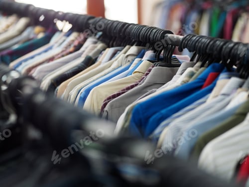 Preview: Shirts In Second Hand Store. Selective Focus.